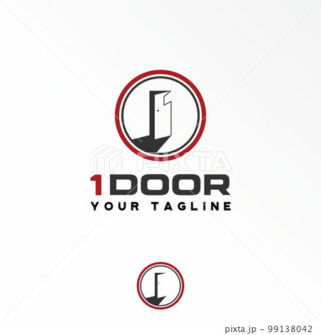 Door and shadow and Number 1 image graphic icon logo design abstract concept vector stock. Can be used as a symbol related to property or interior. 99138042