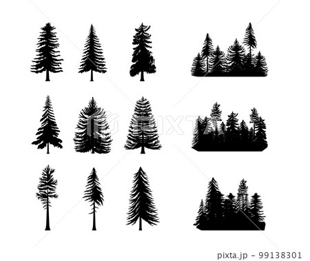 20 Tree silhouette sketch set vector By Art by Silmairel | TheHungryJPEG