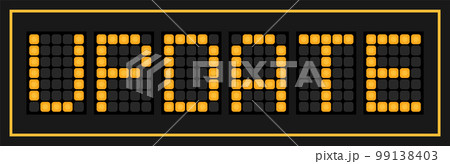 Orange color led banner in word update on black background 99138403