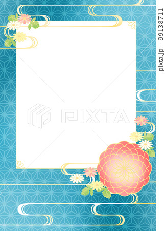 年賀状　和風　花柄　フォトフレーム　ウエルカムボード 99138711