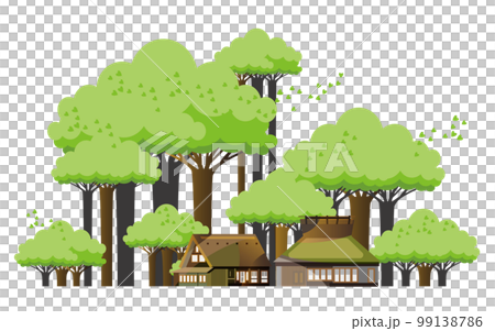 Beautiful Japanese mountain village scenery with old houses 99138786