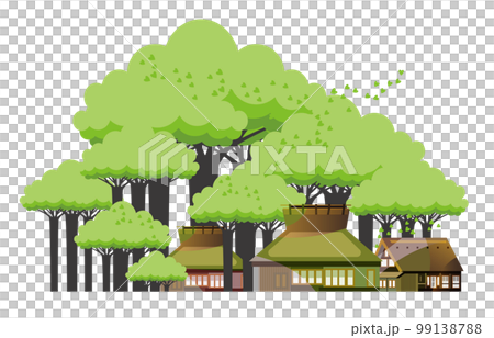 古民家のある美しい日本の山里の風景 99138788