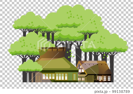 Beautiful Japanese mountain village scenery with old houses 99138789