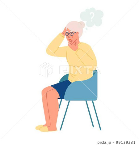 Elderly grandmother has Alzheimers disease and she looks lost. Memory loss, and problem of concentration for elderly people Elderly grandmother has Alzheimers disease and she looks lost. Memory loss, and problem of concentration for elderly people 99139231