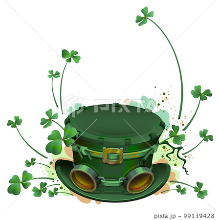 Green leprechaun hat st patricks day symbol lucky leaf clover Green leprechaun hat st patricks day symbol lucky leaf clover 99139428