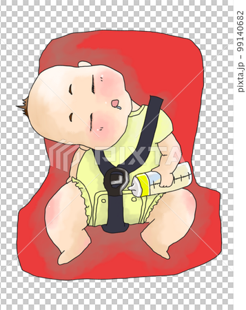 睡覺在兒童位子的嬰孩 99140682