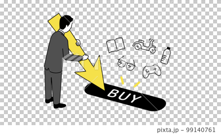 購入ボタンをクリックする人物のシンプルイラスト、ベクター 99140761
