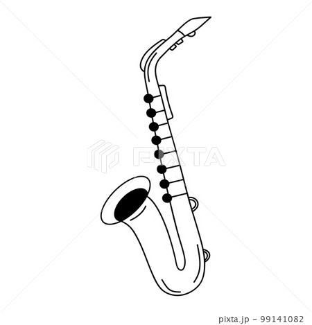 Saxophone in doodle style. Musical instrument. Saxophone in doodle style. Musical instrument. 99141082