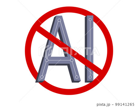 Vector icon of stop sing for artificial intelligence. Stop artificial intelligence. 99141265