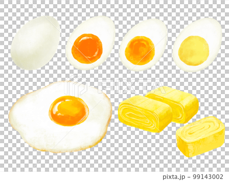 Boiled egg, fried egg, fried egg illustration set 99143002