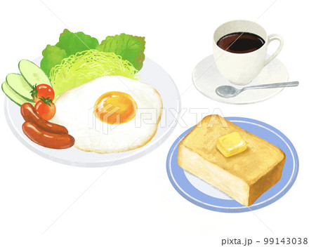 モーニングセット　目玉焼き　コーヒー　トースト 99143038