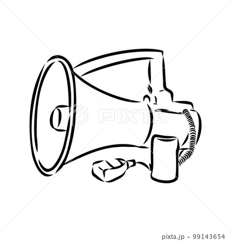 Megaphone, bullhorn sketch. Hand-drawn vintage vector illustration 99143654
