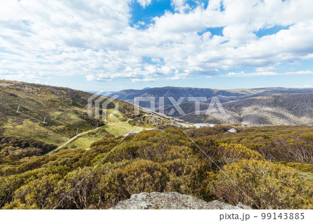 Falls Creek Village in Summer in Australia Falls Creek Village in Summer in Australia 99143885