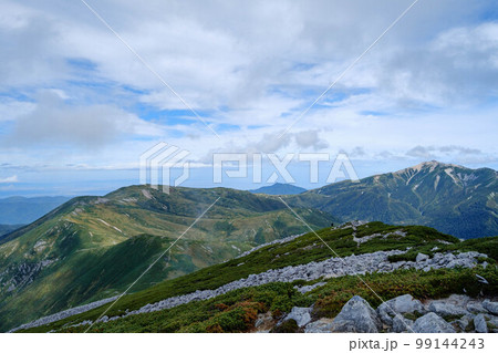 【北アルプス】薬師岳を望む稜線_01 99144243