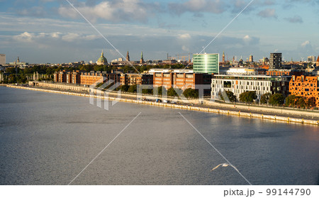 Waterside embankment modern architecture, Copenhagen, Denmark, aerial view. Travel and vacation 99144790