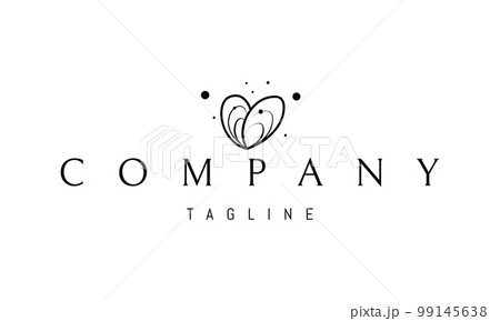 Vector logo on which an abstract image of an open oyster in the form of a heart. 99145638
