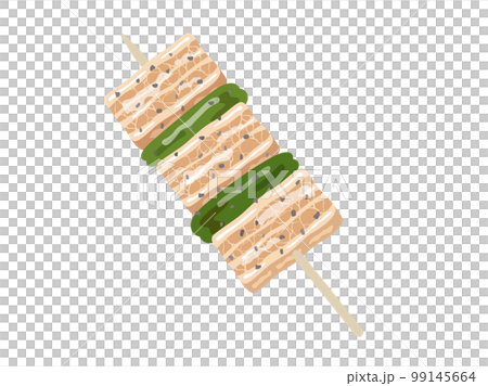 Illustration of skewers of pork belly and pepper 99145664