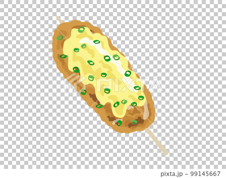 チーズをのせた、つくねの串焼きのイラスト 99145667