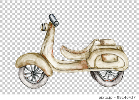 Watercolor hand drawn rusty motorbike. Cute hand painted illustration for greeting cards, prints, souvenirs,post cards. Illustartion isolated with white backround . Watercolor hand drawn rusty motorbike. Cute hand painted illustration for greeting cards, prints, souvenirs,post cards. Illustartion isolated with white backround . 99146437