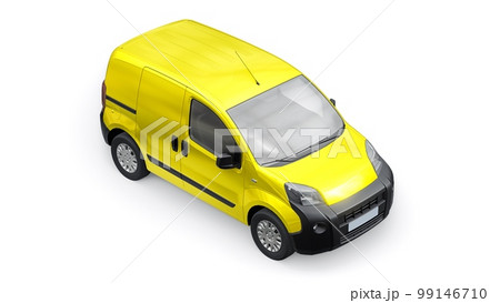 Yellow Small commercial delivery van on a white background. Courier delivery of orders. 3d rendering Yellow Small commercial delivery van on a white background. Courier delivery of orders. 3d rendering 99146710
