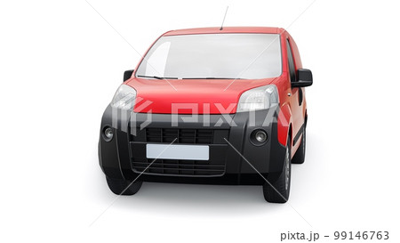 Red Small commercial delivery van on a white background. Courier delivery of orders. 3d rendering 99146763