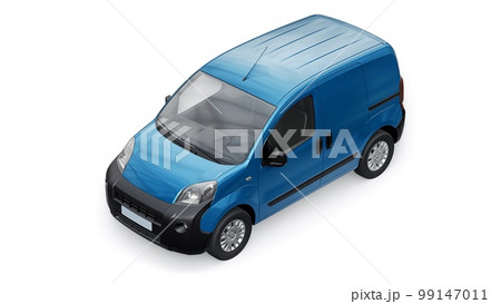 Blue Small commercial delivery van on a white background. Courier delivery of orders. 3d rendering 99147011