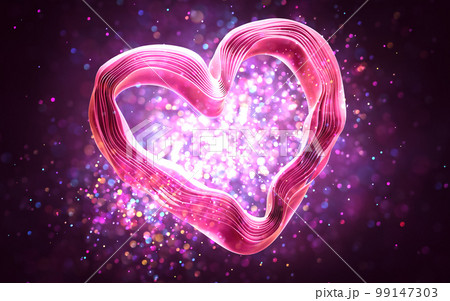 Ribbons in shape of Heart with drapery layers and folded textile ruffle. Ribbons in shape of Heart with drapery layers and folded textile ruffle. 99147303