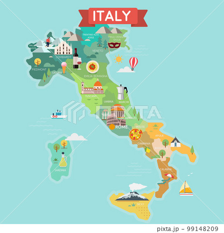 Italy tourist map with regions. 99148209