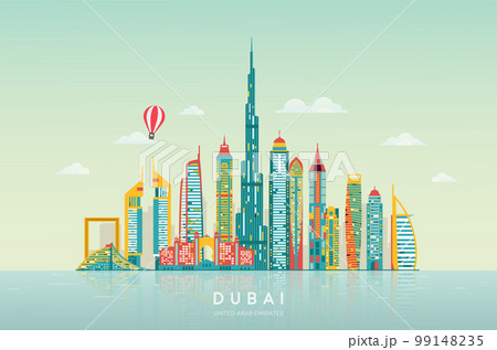 Dubai abstract skyline.のイラスト素材 [99148235] - PIXTA