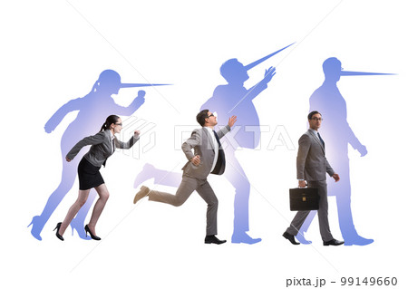 Lier concept with business people and nose Lier concept with business people and nose 99149660