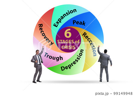 Illustration of six stages of crisis Illustration of six stages of crisis 99149948