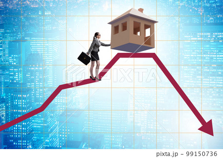 Concept of real estate price bubble bursting Concept of real estate price bubble bursting 99150736