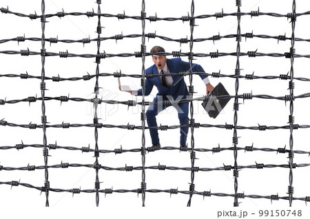 Businessman in barbed wire concept 99150748