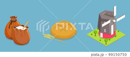 3D Isometric Flat Vector Conceptual Illustration of Bread Production 99150750