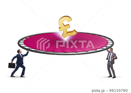 Monetary concept with currency bouncing off the trampoline Monetary concept with currency bouncing off the trampoline 99150760