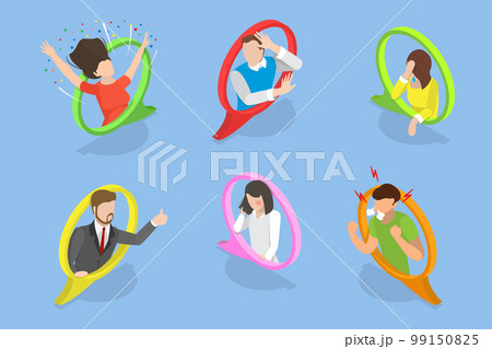 3D Isometric Flat Vector Conceptual Illustration of Character Faces 3D Isometric Flat Vector Conceptual Illustration of Character Faces 99150825