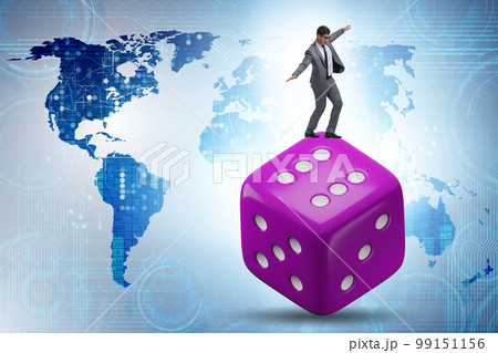 Businessman in uncertainty concept with dice Businessman in uncertainty concept with dice 99151156