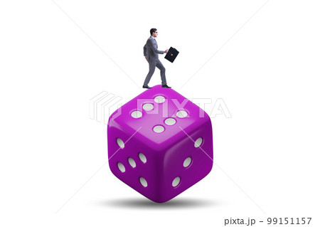 Businessman in uncertainty concept with dice Businessman in uncertainty concept with dice 99151157