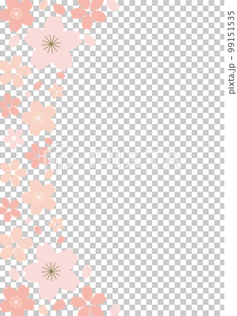 Vertical frame of cherry blossoms Illustration of cherry blossoms in an arch on the left 99151535