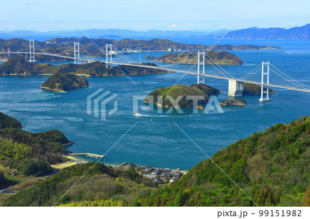 【愛媛県】快晴の来島海峡大橋の眺望(しまなみ海道) 【愛媛県】快晴の来島海峡大橋の眺望(しまなみ海道) 99151982
