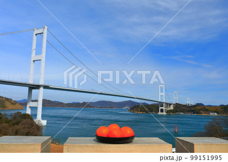 【愛媛県】ミカンと来島海峡大橋（しまなみ海道） 99151995