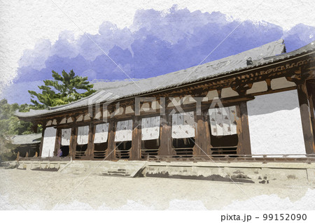 水彩画風 法隆寺 大講堂 奈良県生駒郡斑鳩町 水彩画風 法隆寺 大講堂 奈良県生駒郡斑鳩町 99152090
