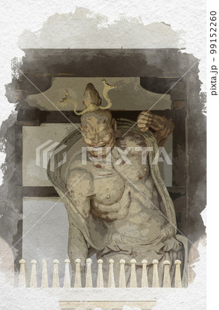 水彩画風 法隆寺 中門 仁王像 奈良県生駒郡斑鳩町 水彩画風 法隆寺 中門 仁王像 奈良県生駒郡斑鳩町 99152260