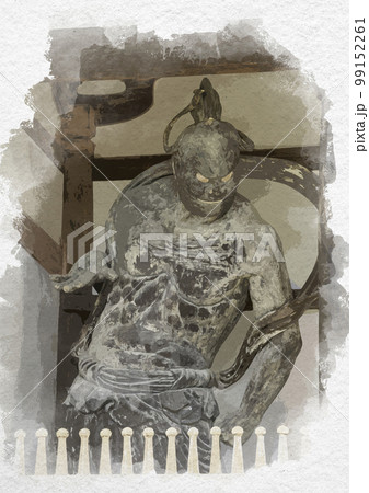 水彩画風 法隆寺 中門 仁王像 奈良県生駒郡斑鳩町 水彩画風 法隆寺 中門 仁王像 奈良県生駒郡斑鳩町 99152261