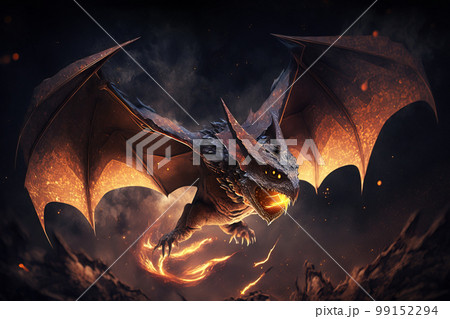 Fantasy Dragon Illustration . AI generated Illustration. 99152294