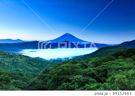 夏の大観山から望む雲海の芦ノ湖と富士山 夏の大観山から望む雲海の芦ノ湖と富士山 99152663