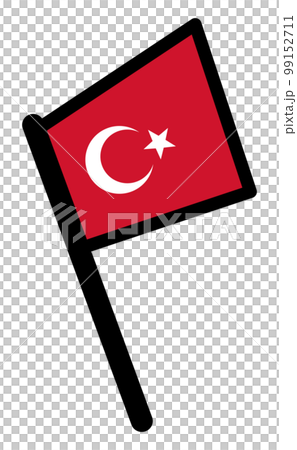 トルコ地震支援　長い棒の右向きトルコ国旗 99152711