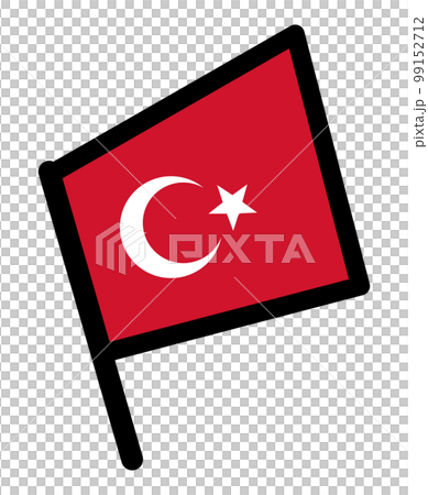 トルコ地震支援 長い棒の右向きトルコ国旗 トルコ地震支援 長い棒の右向きトルコ国旗 99152712
