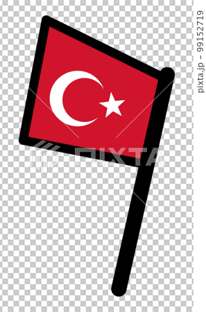 土耳其地震支持用長棍向左指著土耳其國旗 土耳其地震支持用長棍向左指著土耳其國旗 99152719