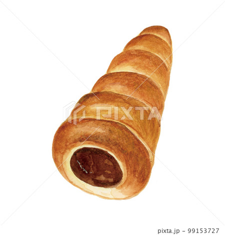 手描き水彩の美味しそうなチョココロネのイラスト 手描き水彩の美味しそうなチョココロネのイラスト 99153727